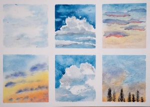 pilviharjoitus akvarelli